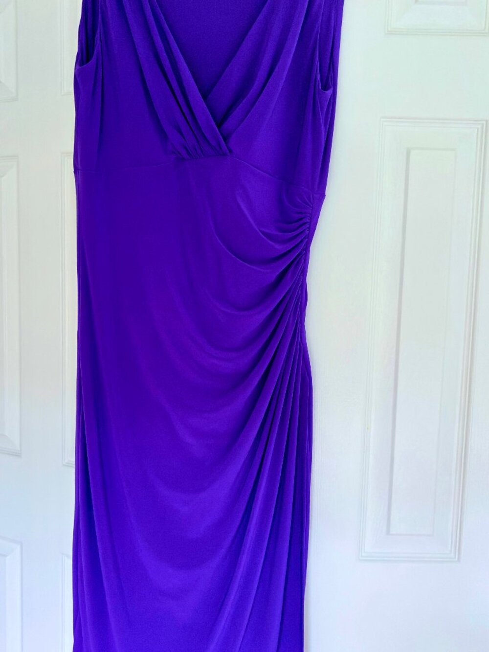 Lauren Ralph Lauren Purple Faux Wrap Ruched Midi Dress Size 6
